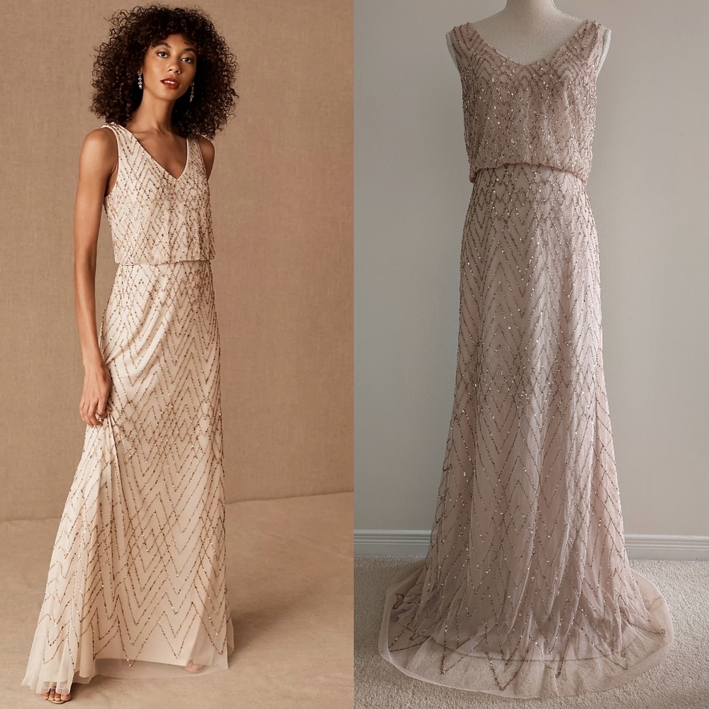 Like New BHLDN Blaise Beaded Embroidered Sleeveless Dress Gown